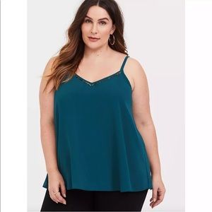 Torrid Chiffon Sequin Cami Top Deep Teal Spaghetti Strap